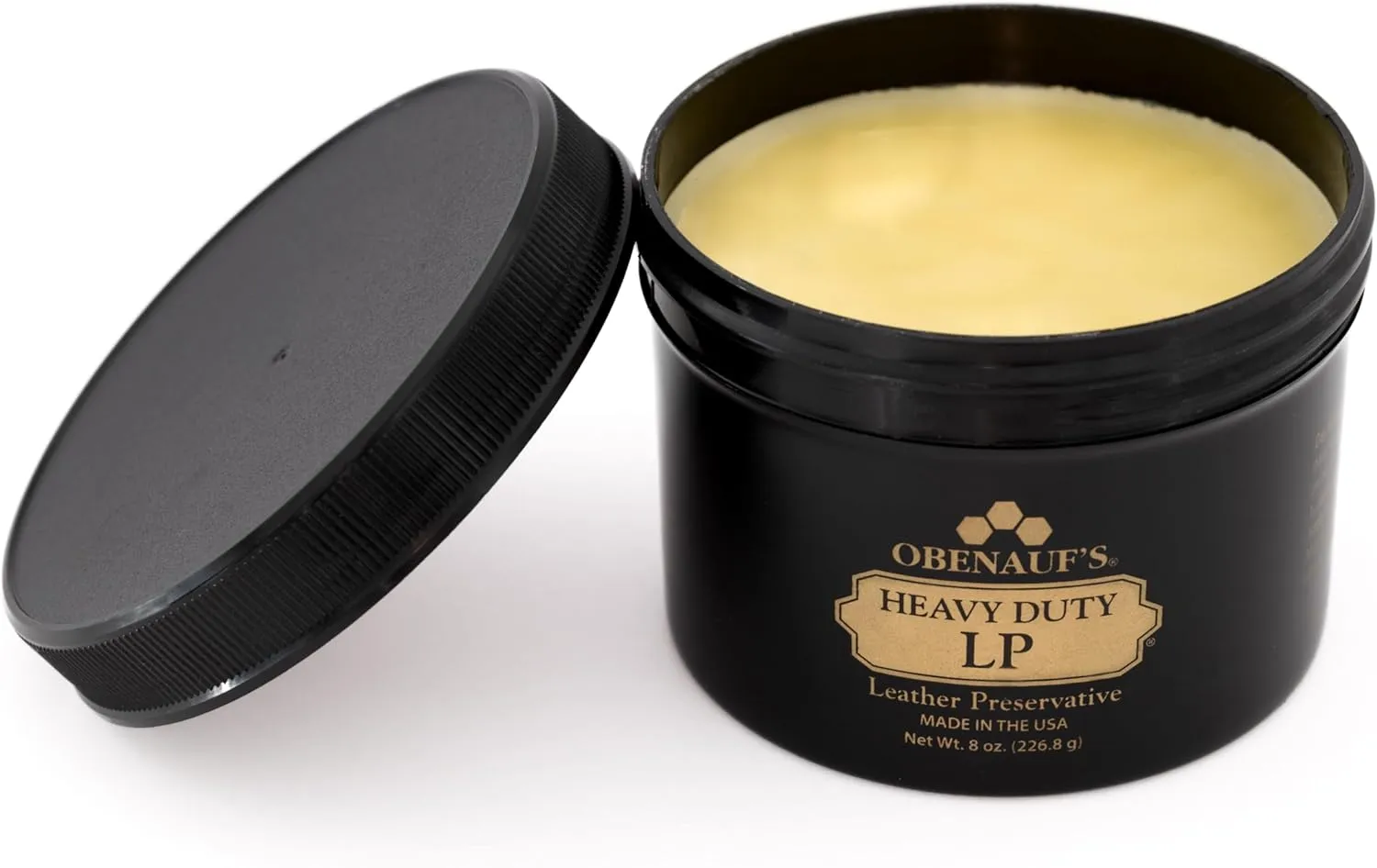 Obenauf's Heavy Duty LP Leather Preservative (8oz)- All Natural Beeswax Oil Conditioner- Rejuvenate Restore & Preserve Sunfaded or Cracked Boots Jackets Saddles Car Auto Upholstery Furniture- USA Made