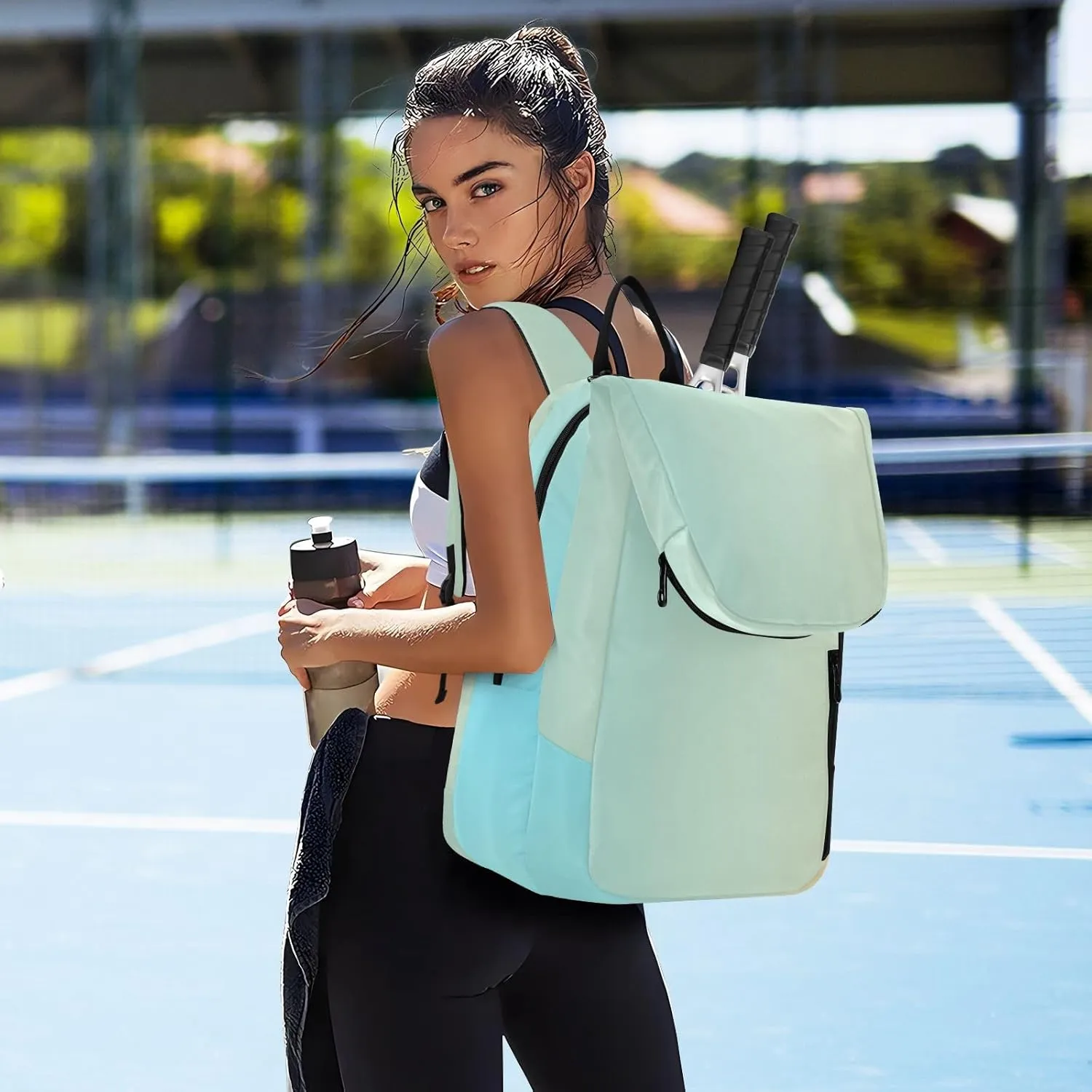 ODAWA Light Salmon Tennis Bag Holds 2 Tennis Rackets Waterproof Tennis Backpack