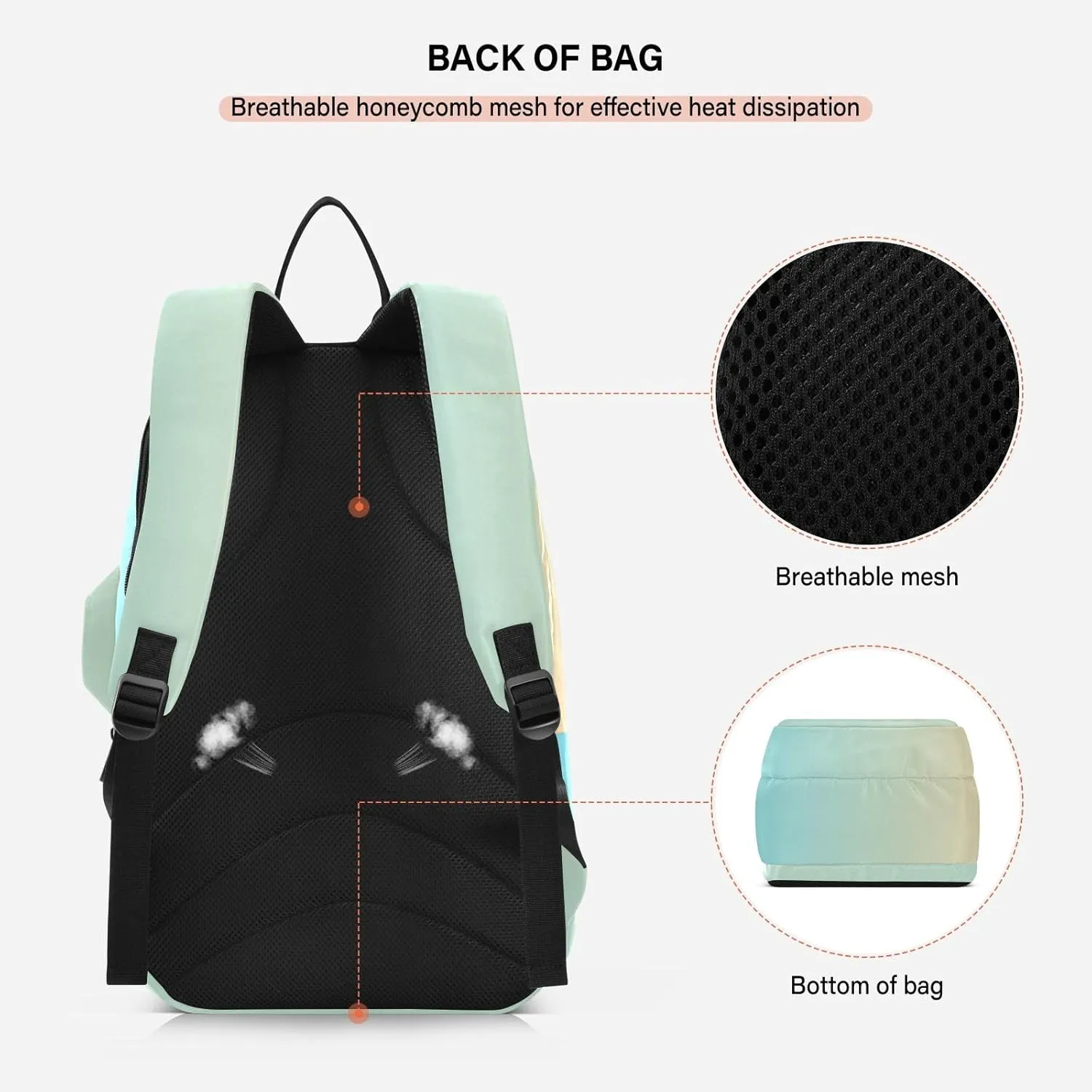 ODAWA Light Salmon Tennis Bag Holds 2 Tennis Rackets Waterproof Tennis Backpack