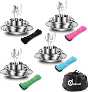 Odoland Bundle - 2 Items 29pcs Stainless Steel Utensils and Camping Cookware Set