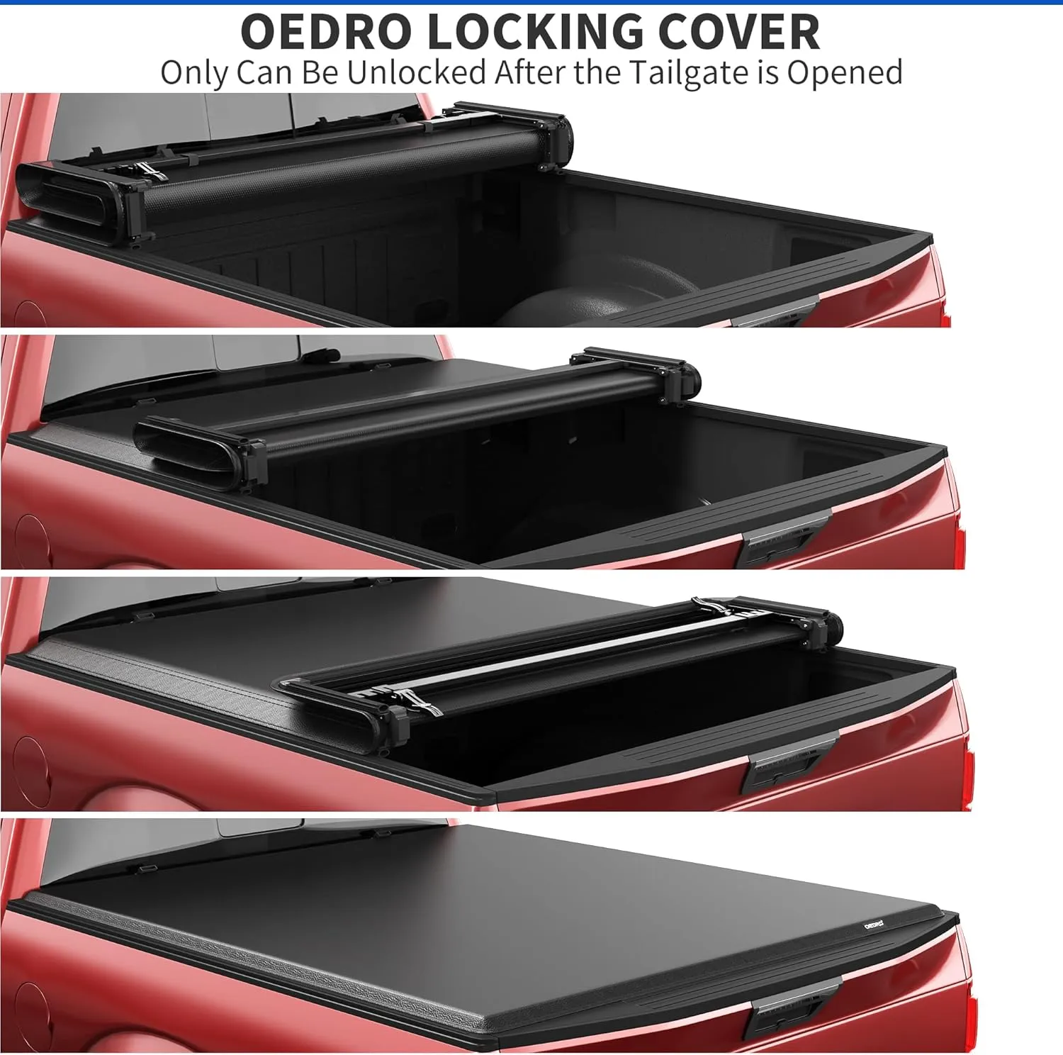 OEDRO Soft Quad Fold Tonneau Cover Truck Bed Covers Compatible with 2015-2025 Ford F-150 F150, Styleside 6.5ft Bed