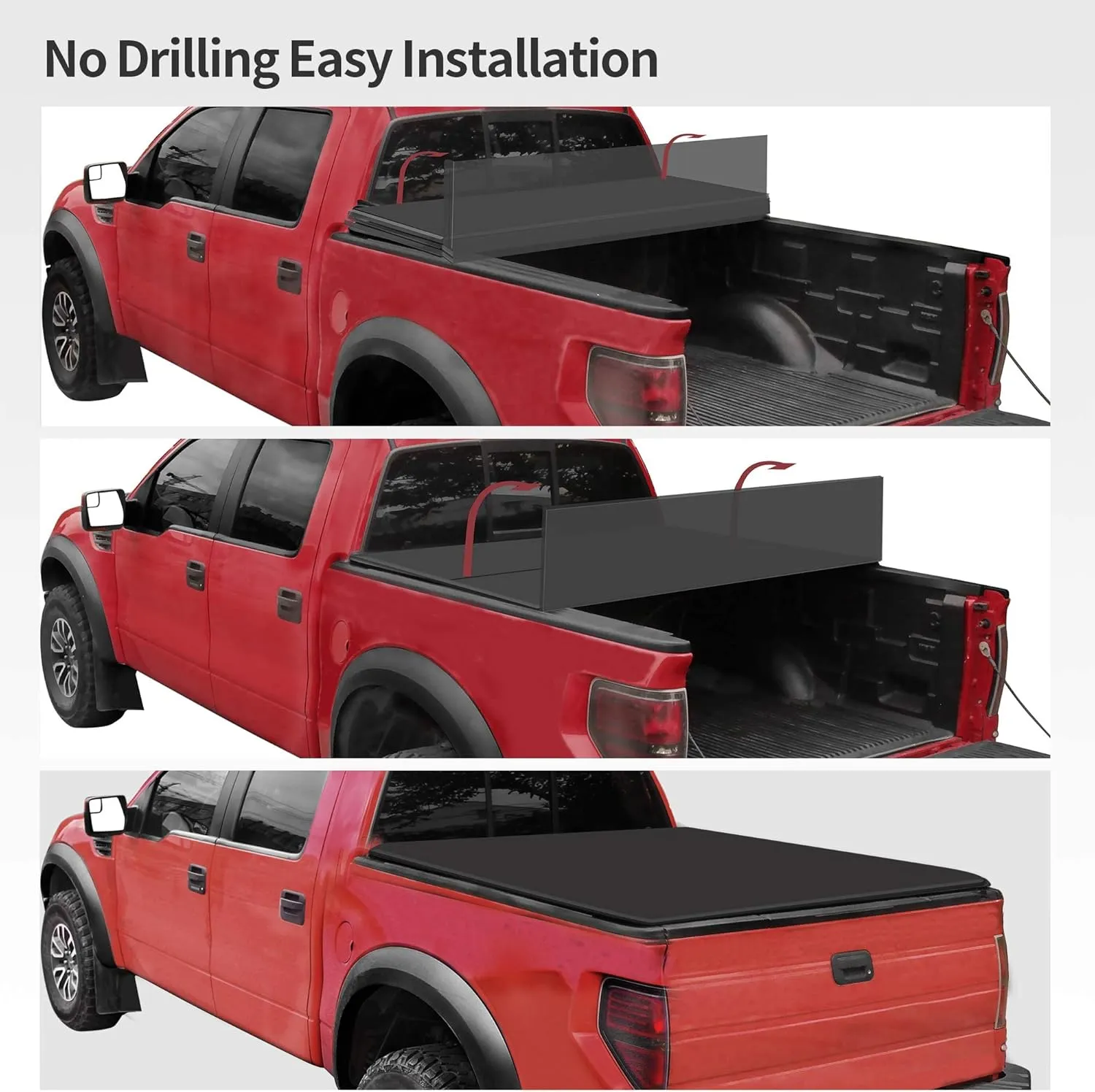 oEdRo Soft Tri-Fold Truck Bed Tonneau Cover Compatible with 2002-2025 Dodge Ram 1500 (Inclu. Classic & New), 2003-2025 Dodge Ram 2500 3500, Fleetside 6.4 Ft Bed w/o Ram Box
