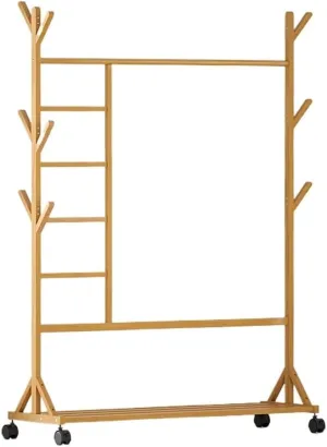 Office Coat Rack Multifunctional Design Household Wheeled Movable Vertical Clothes Hanger Independent Coat Rack Coat Rack Hanger Seat Bedroom Coat Rack(B)