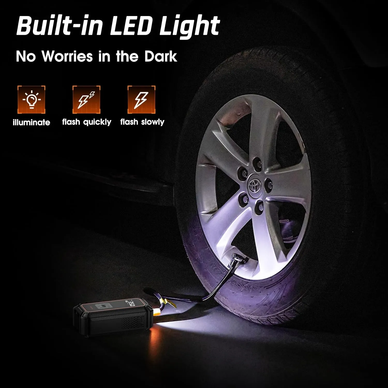 OlarHike Cordless Tire Inflator Portable Air Compressor, 150PSI Dual Mode, 5400mAh Auto Air Pump for Car Tires, Motorcycle, Bicycle, Smart Electric Pump with LED Light & Digital Pressure Gauge