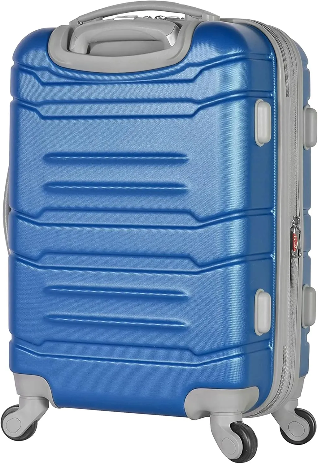 Olympia U.S.A. Denmark 22" Carry-On Suitcase - Lightweight Hardside Luggage, Expandable 30%, 8 Jumbo Spinner Wheels, Utility Hook & Hidden Laptop Compartment (Navy)