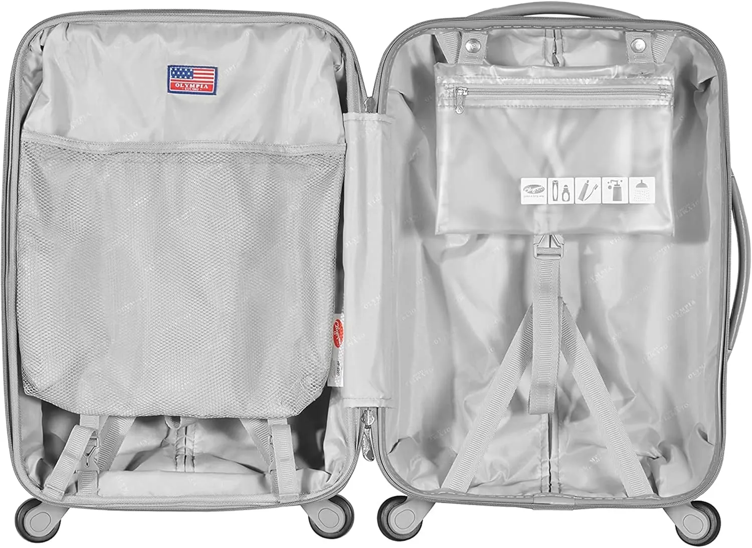 Olympia U.S.A. Denmark 22" Carry-On Suitcase - Lightweight Hardside Luggage, Expandable 30%, 8 Jumbo Spinner Wheels, Utility Hook & Hidden Laptop Compartment (Navy)