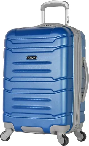 Olympia U.S.A. Denmark 22" Carry-On Suitcase - Lightweight Hardside Luggage, Expandable 30%, 8 Jumbo Spinner Wheels, Utility Hook & Hidden Laptop Compartment (Navy)