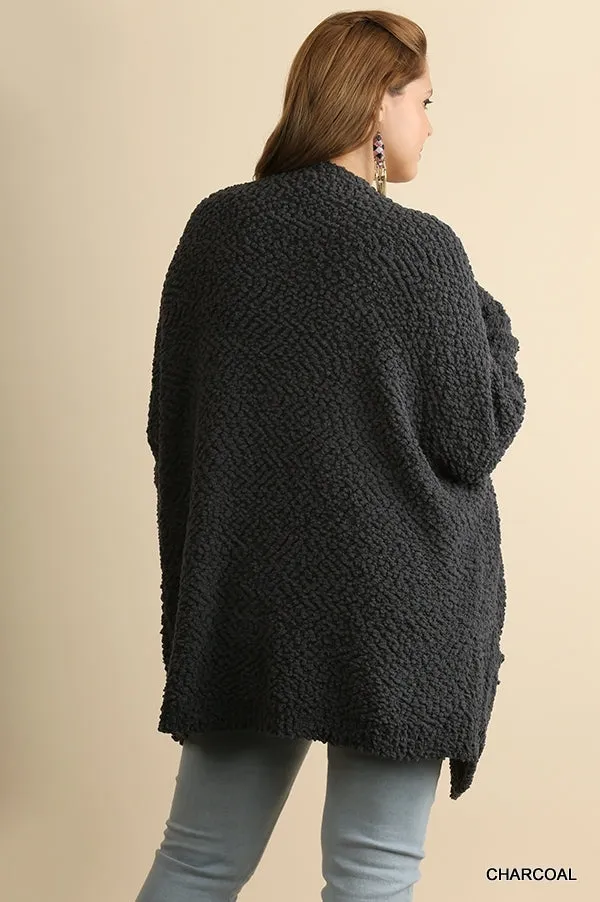 Open Front Oversized Cardigan Sweater with Pockets
