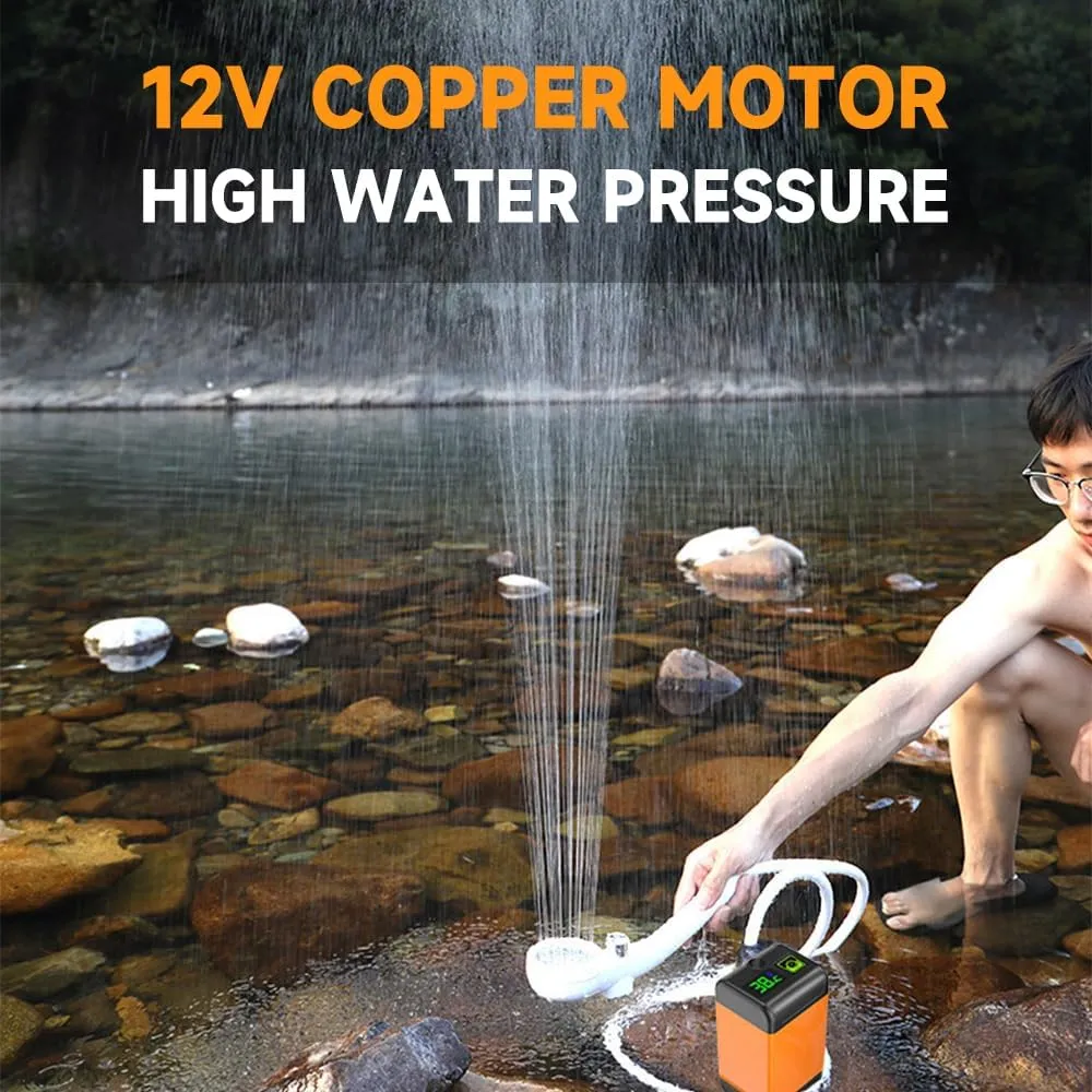 Outdoor Camping Shower Pump with Intelligent Digital Display Electric Portable Camping Shower