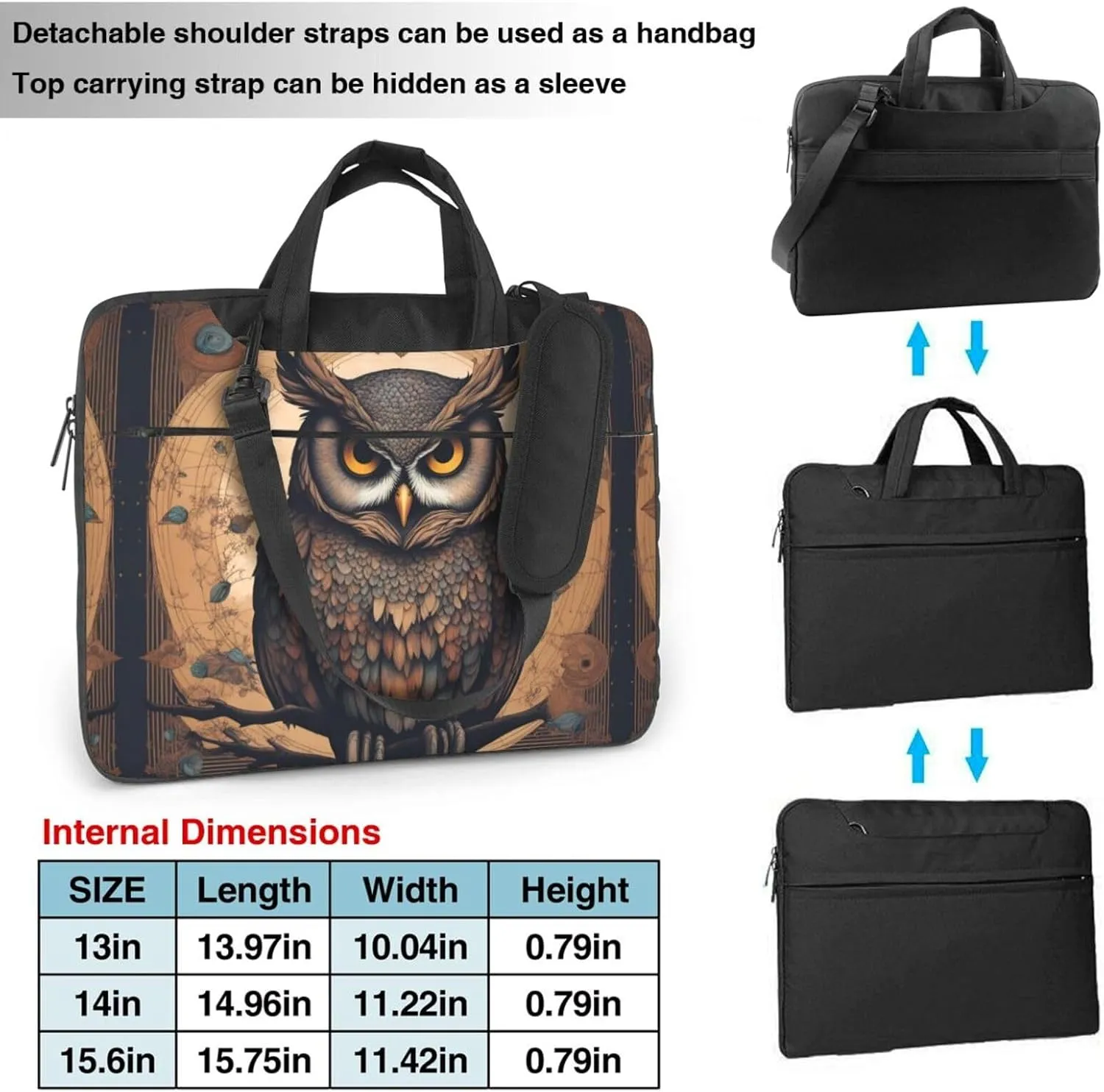 Owl Beliefs Prints Laptop Bag - with Soft Interior, Multiple Pockets - Ideal for Men, Travel and Business
