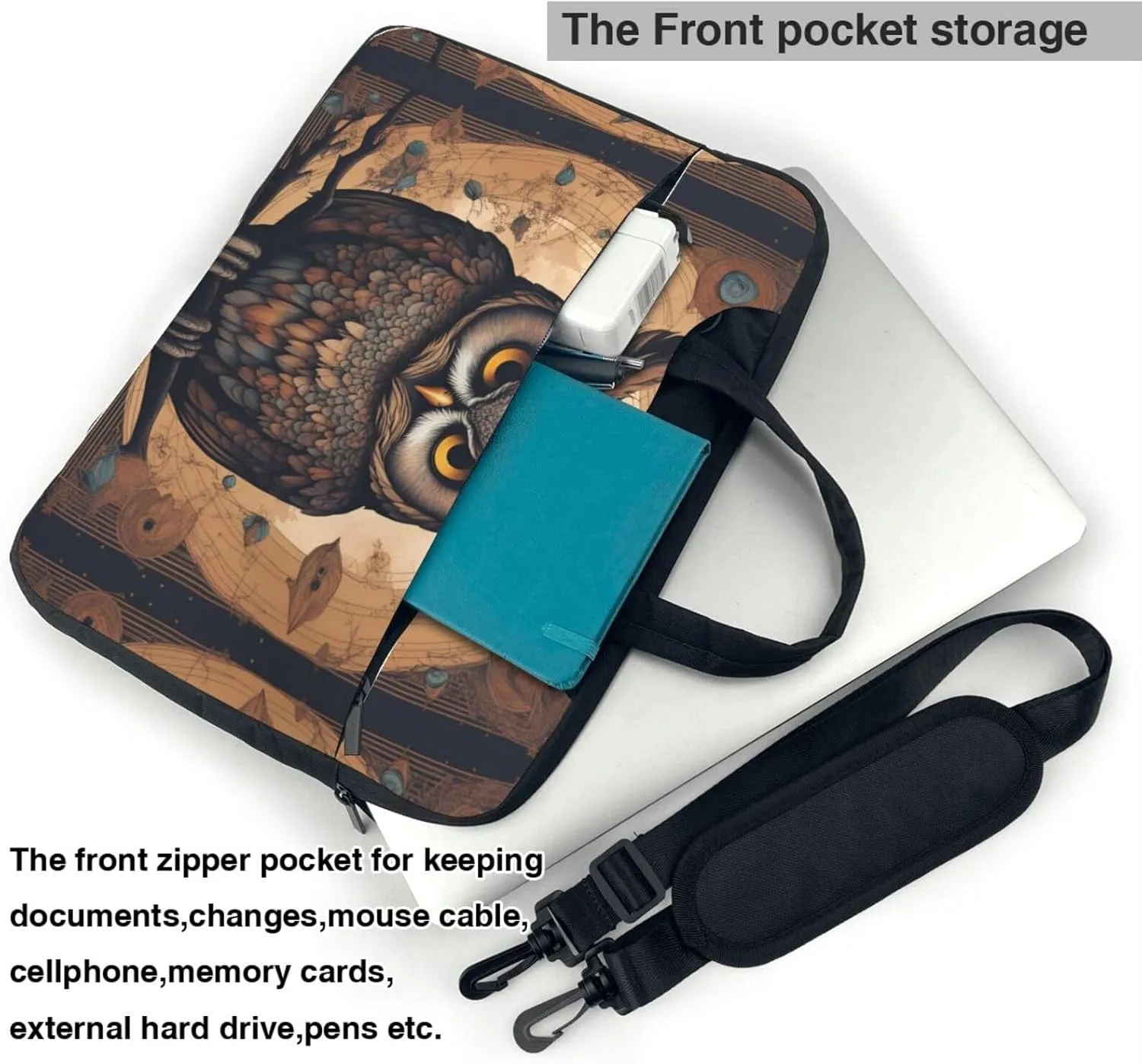 Owl Beliefs Prints Laptop Bag - with Soft Interior, Multiple Pockets - Ideal for Men, Travel and Business