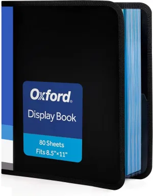 Oxford Binder with Plastic Sleeves - Black 8.5 X 11 Portfolio Binder, 80 Sheets (160 Pages)