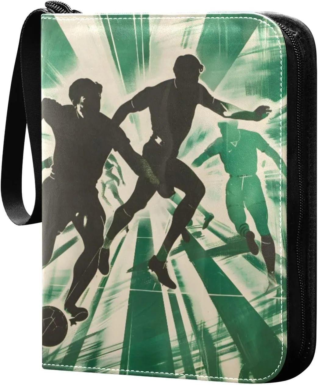 Painting Of Football Player Sport Card Binder 4 Pocket Trading Card Binder Portable Cards Collection Book with Zipper