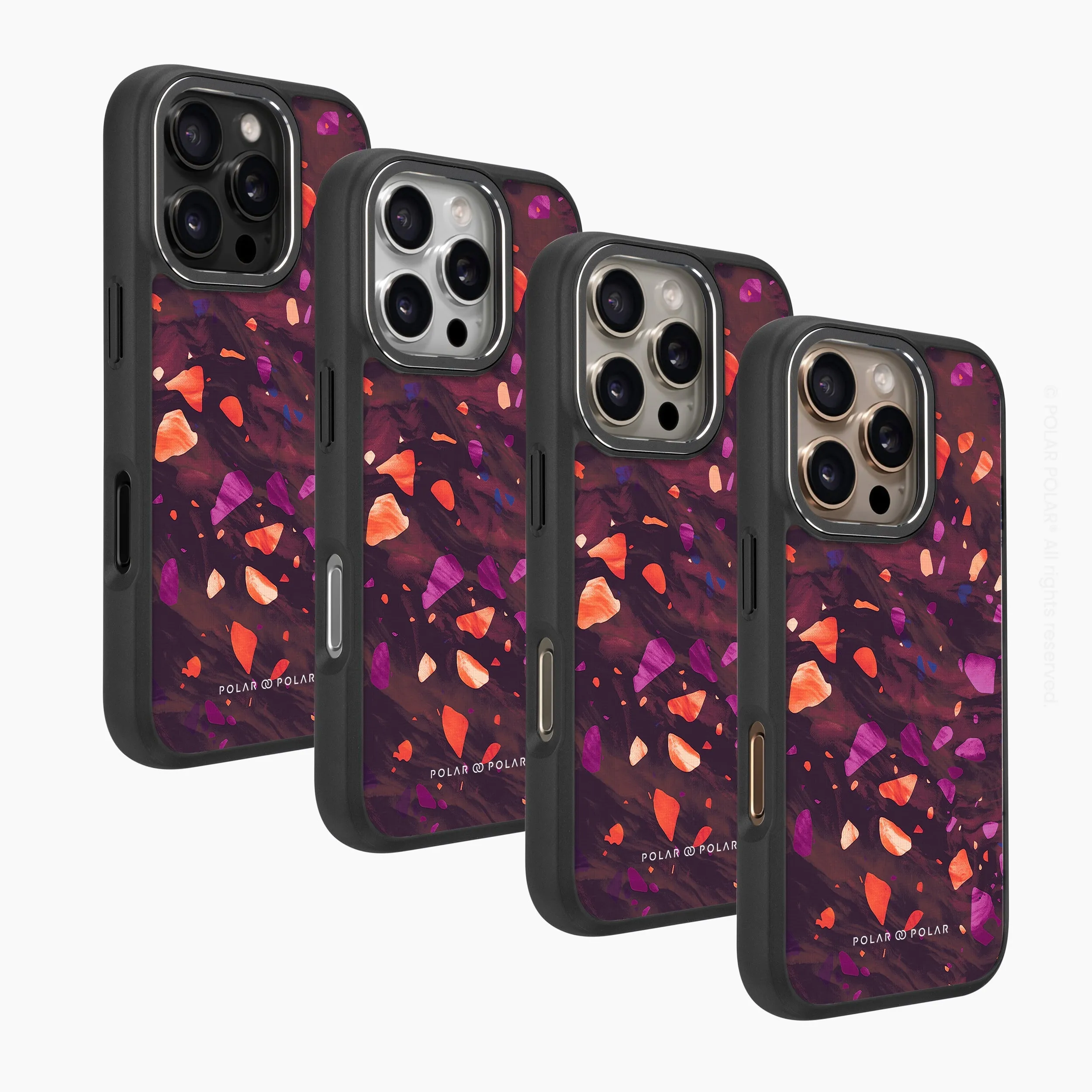 Paprika Terrazzo Gem - iPhone 16 Pro Max Frosted Black Bumper MagSafe Case