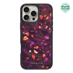 Paprika Terrazzo Gem - iPhone 16 Pro Max Frosted Black Bumper MagSafe Case