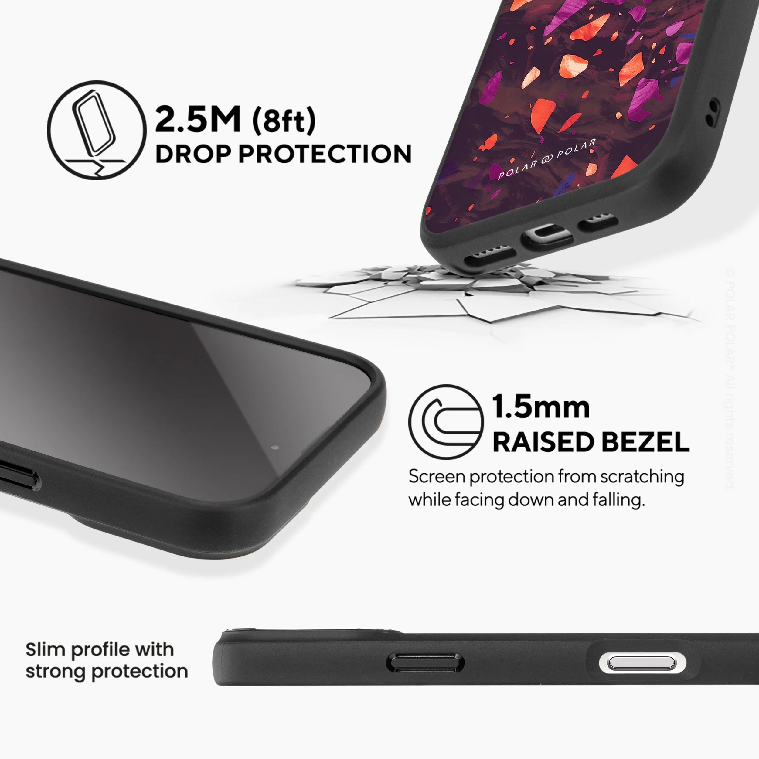 Paprika Terrazzo Gem - iPhone 16 Pro Max Frosted Black Bumper MagSafe Case