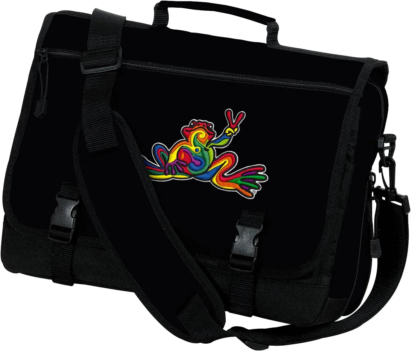 Peace Frogs Laptop Bag Peace Frog Computer Bag or Messenger Bag