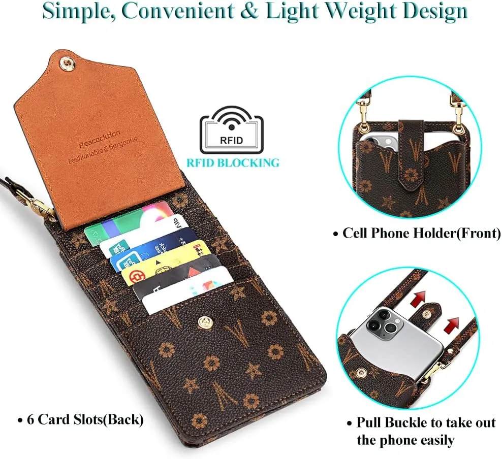Peacocktion Small Crossbody Cell Phone Purse for Women, Lightweight Mini Small Crossbody Bags for Women with Card Slots