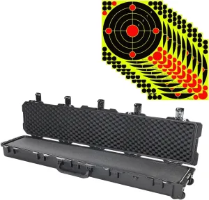 Pelican iM3410 Wheeled Long Rifle/Shotgun Case with Foam, Black, Bundle with 12x12 Splatter Shooting Target Stickers, 10-Pack