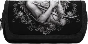 Pencil Case Angel Portrait Style Large Capacity Pencil Case Double Zipper Storage Bag 2 Compartments Portable Multifunctional Bag Desk Organizer Marker Pen Case