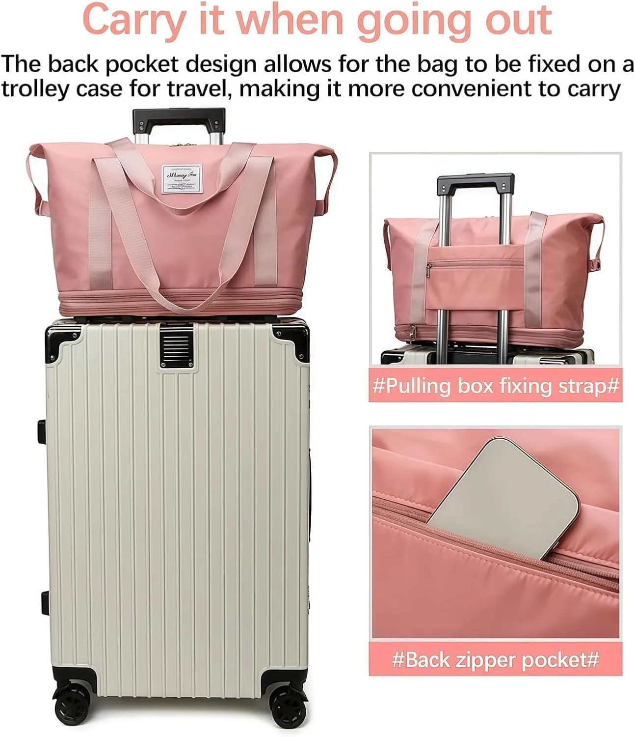 Pepepo Kulken Beente Travel Bag With Wheels, 2025 New Large Capacity Travel Bag - Universal Wheel Removable, 27L - 50L TravelBag (Gray)