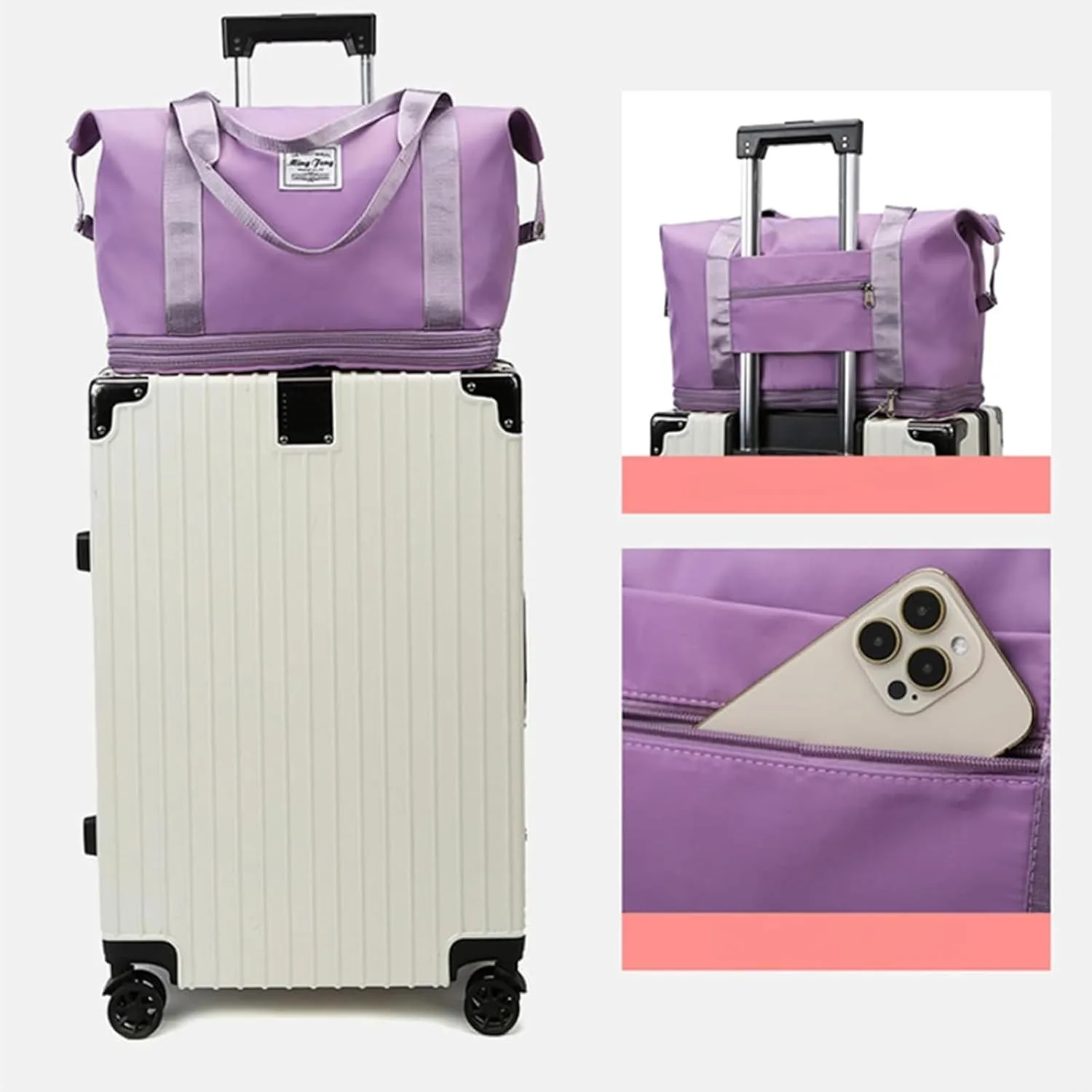 Pepepo Travel Bag with Wheels,Beente Travel Bag with Wheels,Kulken Large Capacity Travel Bags -Universal Wheel Removable (B)