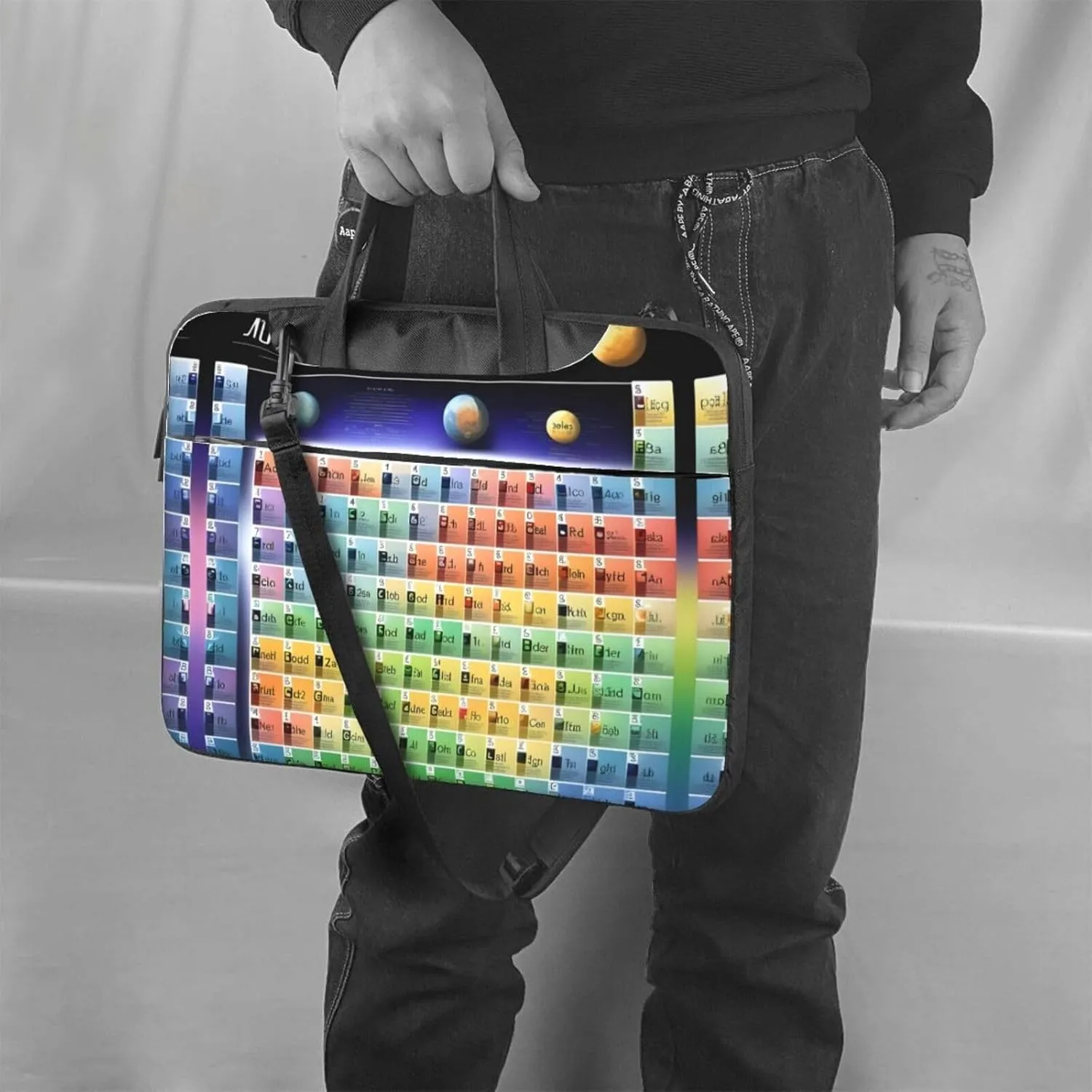 Periodic table of elements Print Laptop Bag Laptop Case Shoulder Laptop Bag with Padded Protection Spacious Pockets