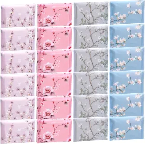 PerKoop 100 Pack Pocket Tissues Travel Slim Packs Small Facial Tissues Wallet Size Toilet Paper for Travel Guest Wedding Supplies, 4 Styles(Colorful Flowers)