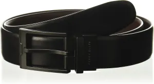 Perry Ellis Portfolio Men’s Reversible Cop Belt, Matte Leather, Burnished, Black Buckle, 1.5" Width (Available in Big & Tall)