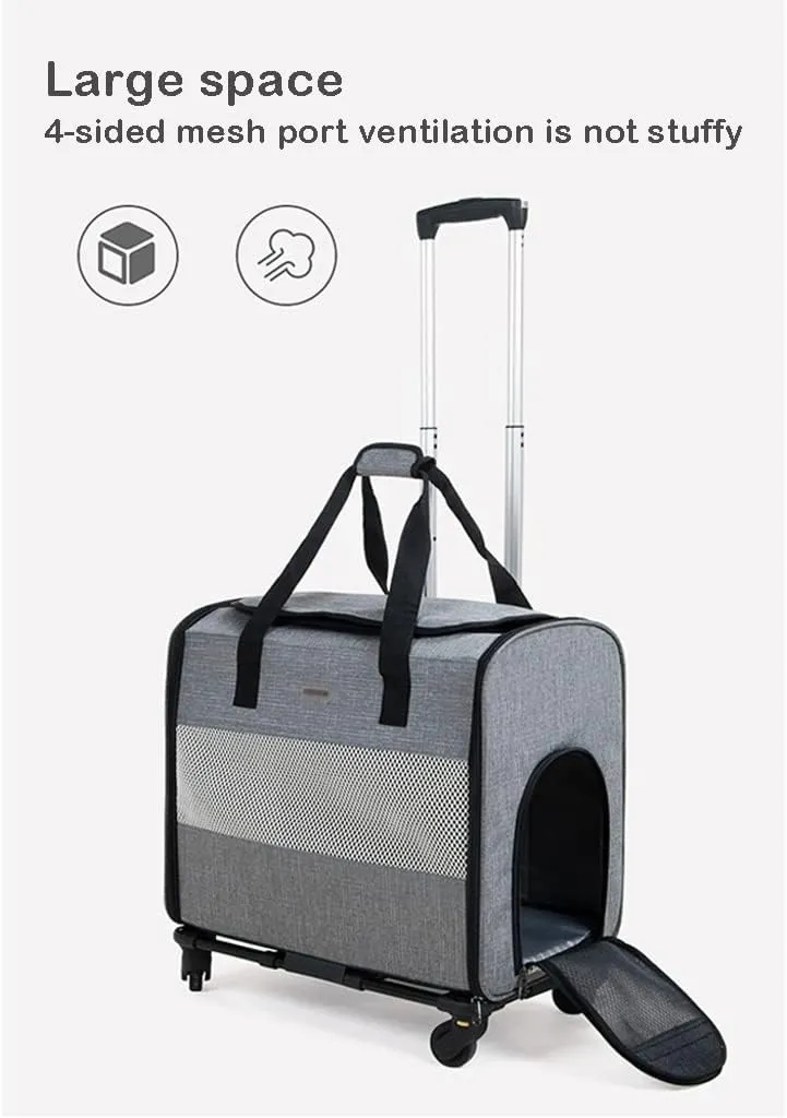Pet Travel Carrier, Detachable Carrier for Outdoor Use, Portable Foldable Transport Suitcase, Pet Multi-Functional Outdoor Trolley Bag, Pet (Brown)