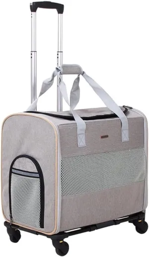 Pet Travel Carrier, Detachable Carrier for Outdoor Use, Portable Foldable Transport Suitcase, Pet Multi-Functional Outdoor Trolley Bag, Pet (Brown)