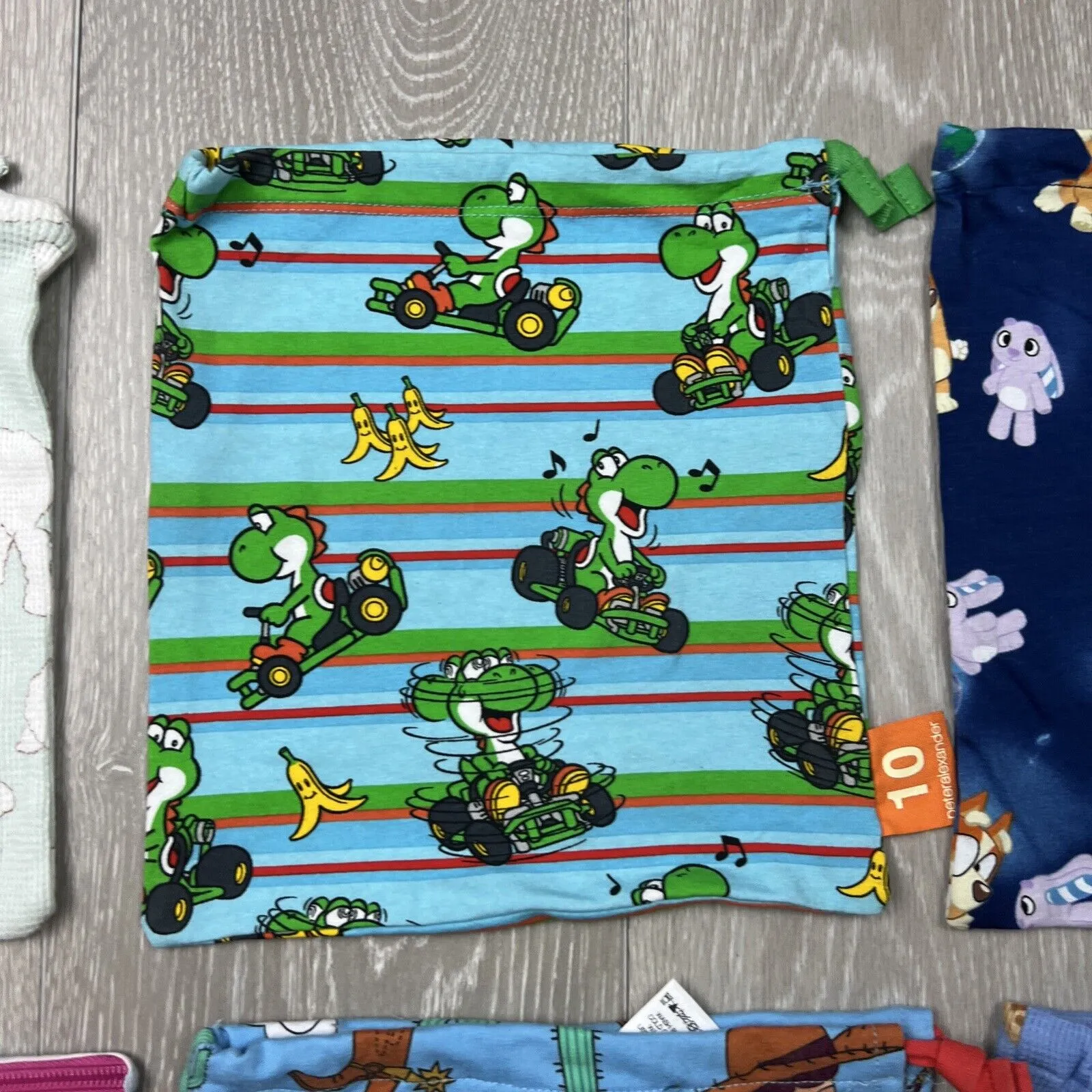 Peter Alexander Pyjama Bag Bundle (Bluey, Yoshi, Woody Toy Story, Shrek Donkey)