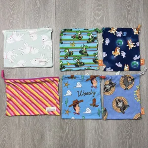 Peter Alexander Pyjama Bag Bundle (Bluey, Yoshi, Woody Toy Story, Shrek Donkey)