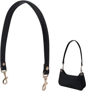 PH PandaHall Black Genuine Leather Purse Strap Leather Bag Handle Replacement, Purse Straps Replacement with Clasps for Handbag Tote Briefcase Handbag Making Underarm Bag, 23inches