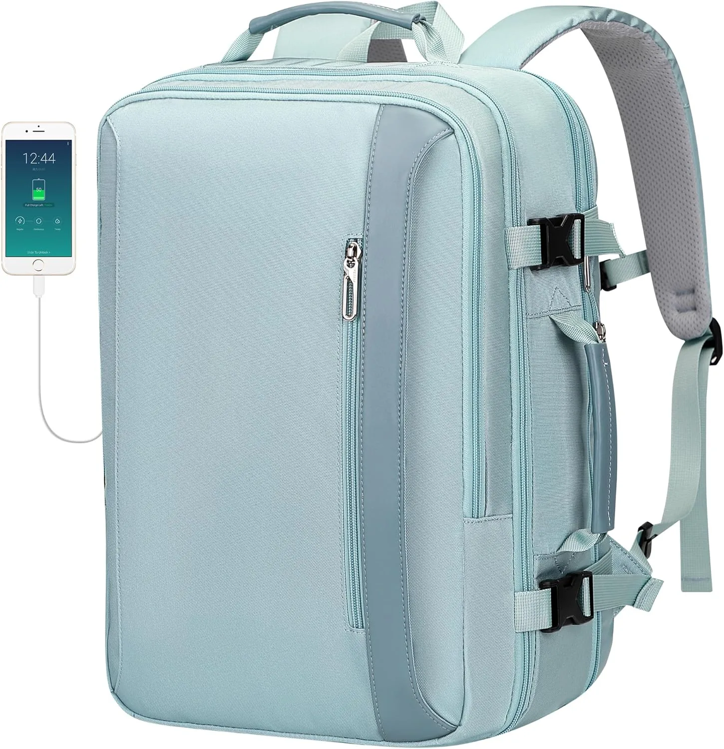 PIJUSHI Travel Backpack for Women Expandable Carry on Backpacks Flight Approved 40L 16 inch Laptop Bag with USB Port(PE034 Blue)