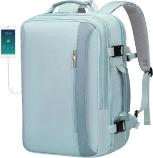 PIJUSHI Travel Backpack for Women Expandable Carry on Backpacks Flight Approved 40L 16 inch Laptop Bag with USB Port(PE034 Blue)