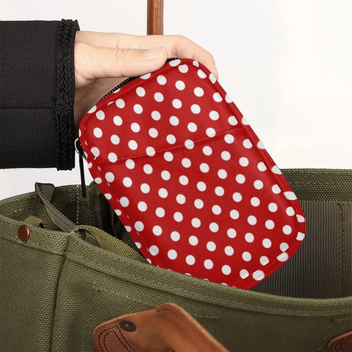 Pill Case Pill Travel Organizer 7 Day Weekly Medicine Pill Box Red and White Dots Small Cute Compact Size Vitamin Container Pill Bottle Portable Birth Control Pill Holder Bag with Zipper
