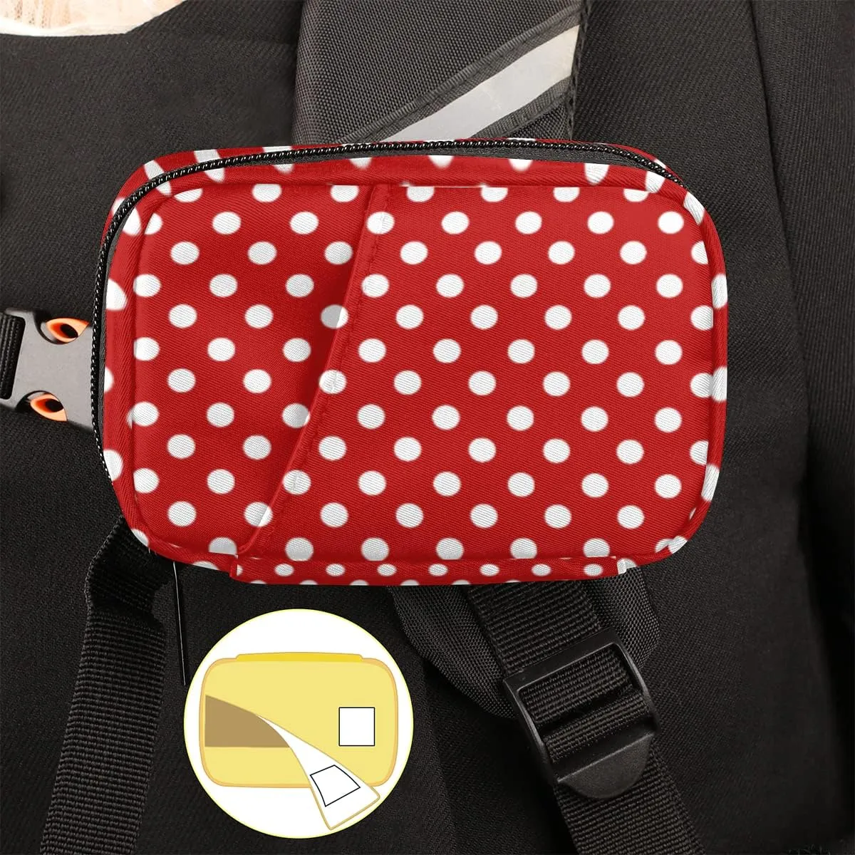 Pill Case Pill Travel Organizer 7 Day Weekly Medicine Pill Box Red and White Dots Small Cute Compact Size Vitamin Container Pill Bottle Portable Birth Control Pill Holder Bag with Zipper