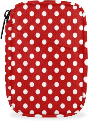 Pill Case Pill Travel Organizer 7 Day Weekly Medicine Pill Box Red and White Dots Small Cute Compact Size Vitamin Container Pill Bottle Portable Birth Control Pill Holder Bag with Zipper