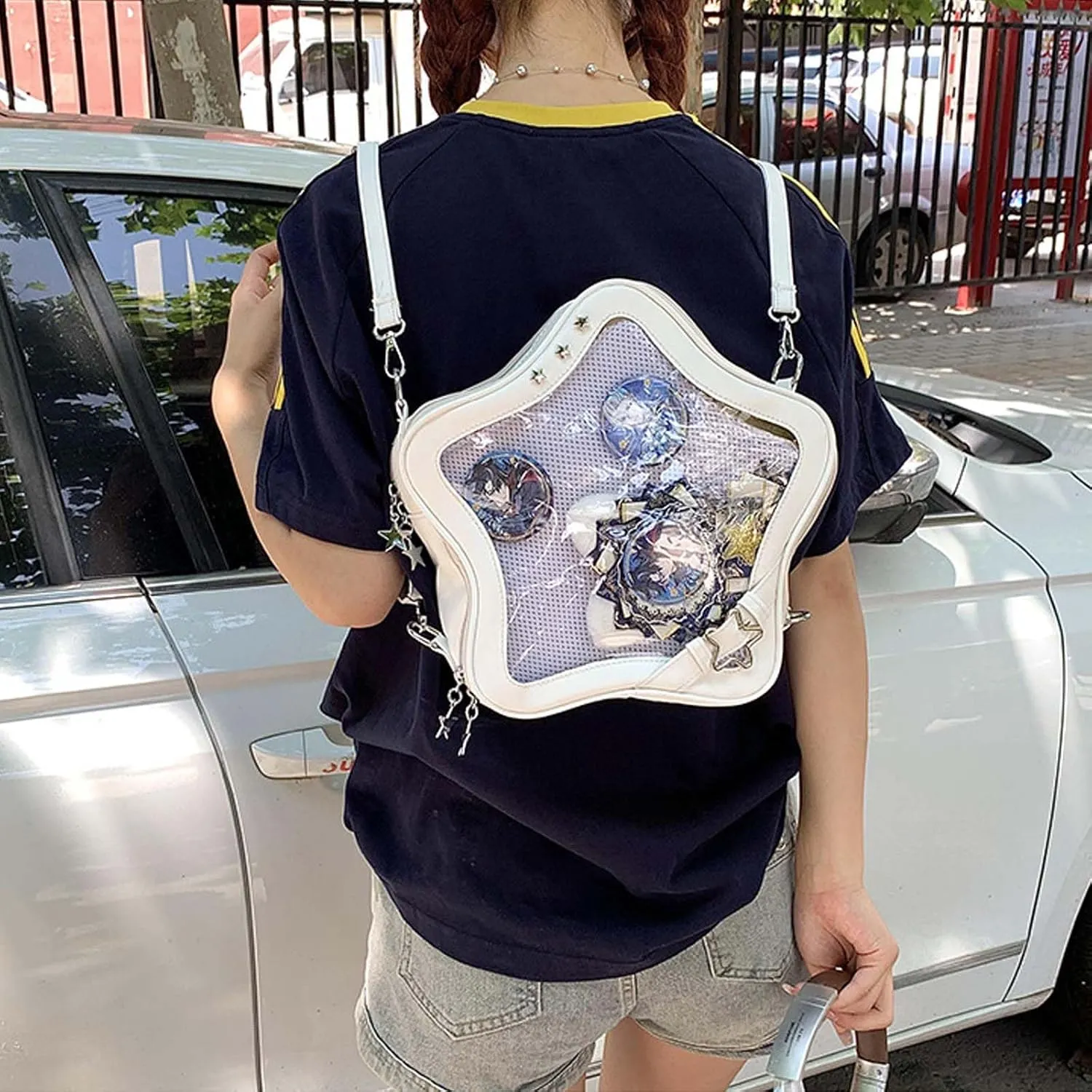 Pins Display Crossbody Bag Star-Shaped Ita Bag Y2k Aesthetic Cute Handbag for Anime Comic Con