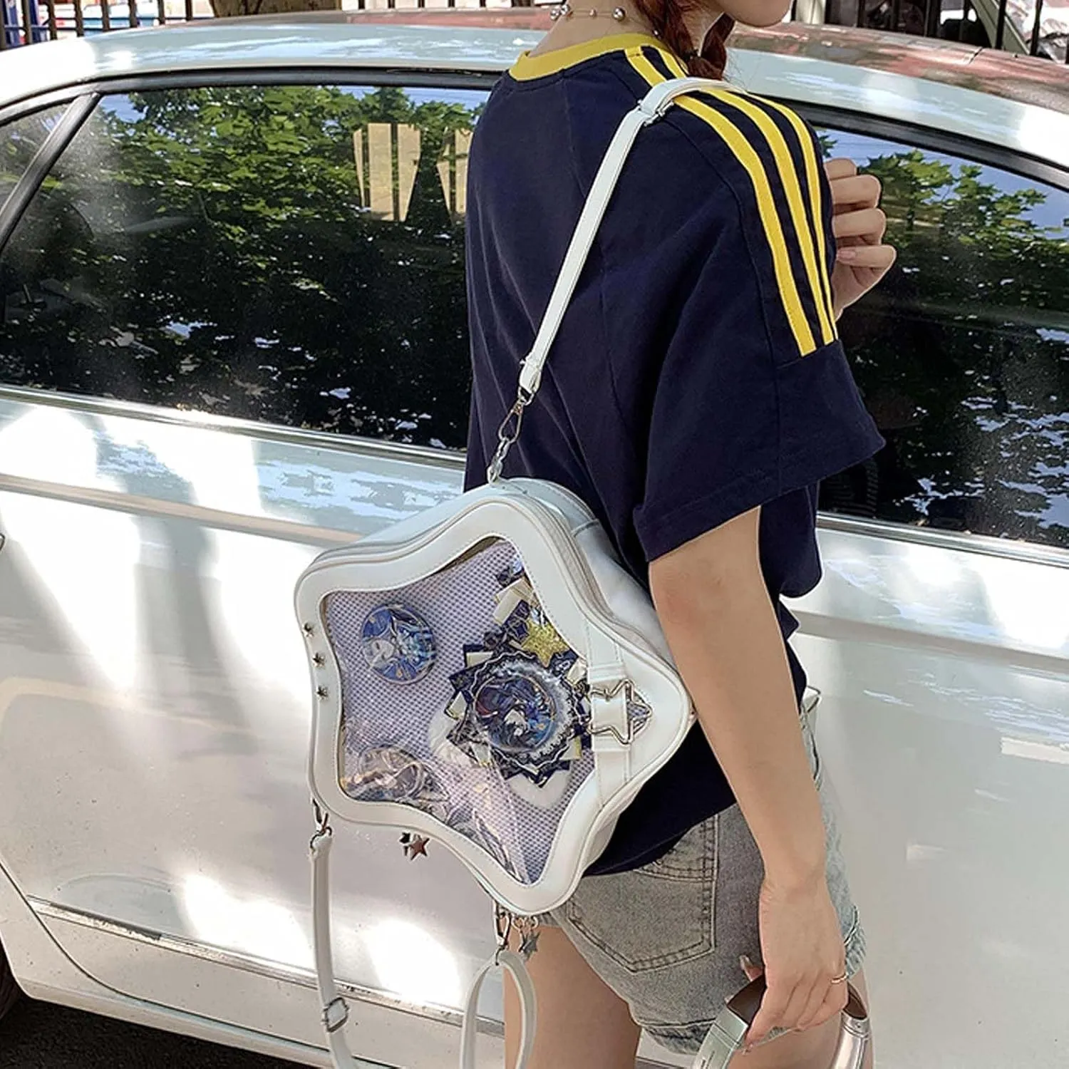Pins Display Crossbody Bag Star-Shaped Ita Bag Y2k Aesthetic Cute Handbag for Anime Comic Con