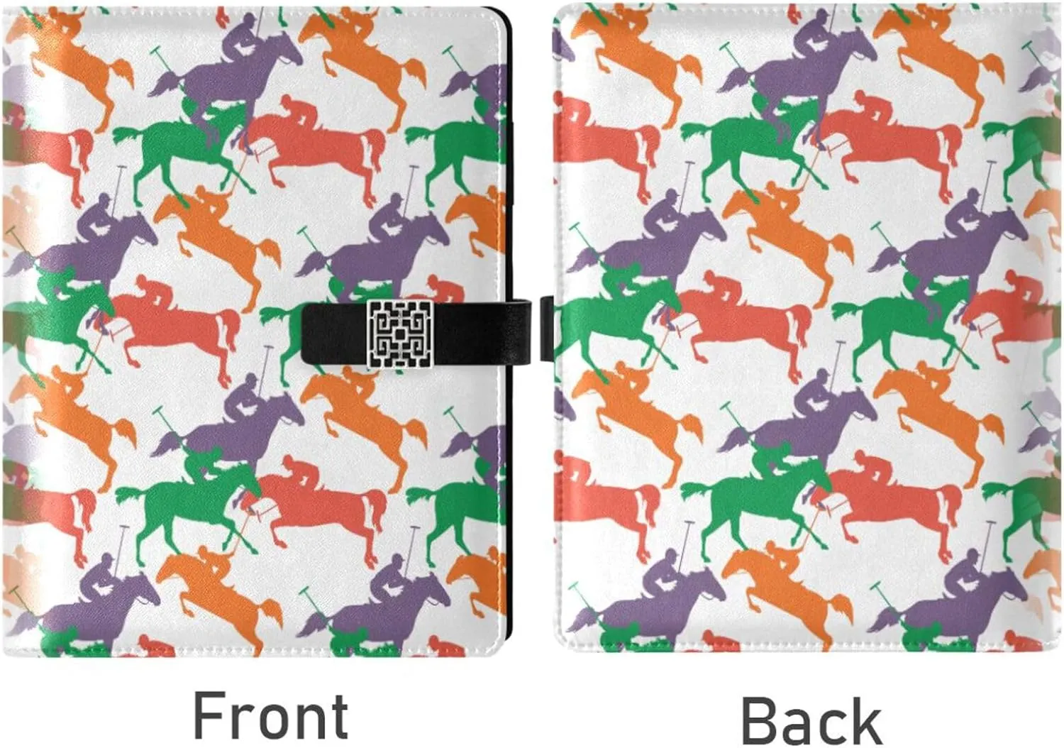 Players on Horseback A5 Binder 6 Ring Refillable PU Leather Notebook Journal with Magnetic Buckle Closure Loose Leaf Travel Office Planner Budget Binder Notepad Portfolio,