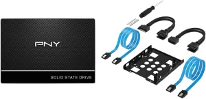 PNY CS900 1TB 3D NAND 2.5" SATA III Internal Solid State Drive (SSD) - (SSD7CS900-1TB-RB) & SABRENT 3.5 Inch to x2 SSD / 2.5 Inch Internal Hard Drive Mounting Kit