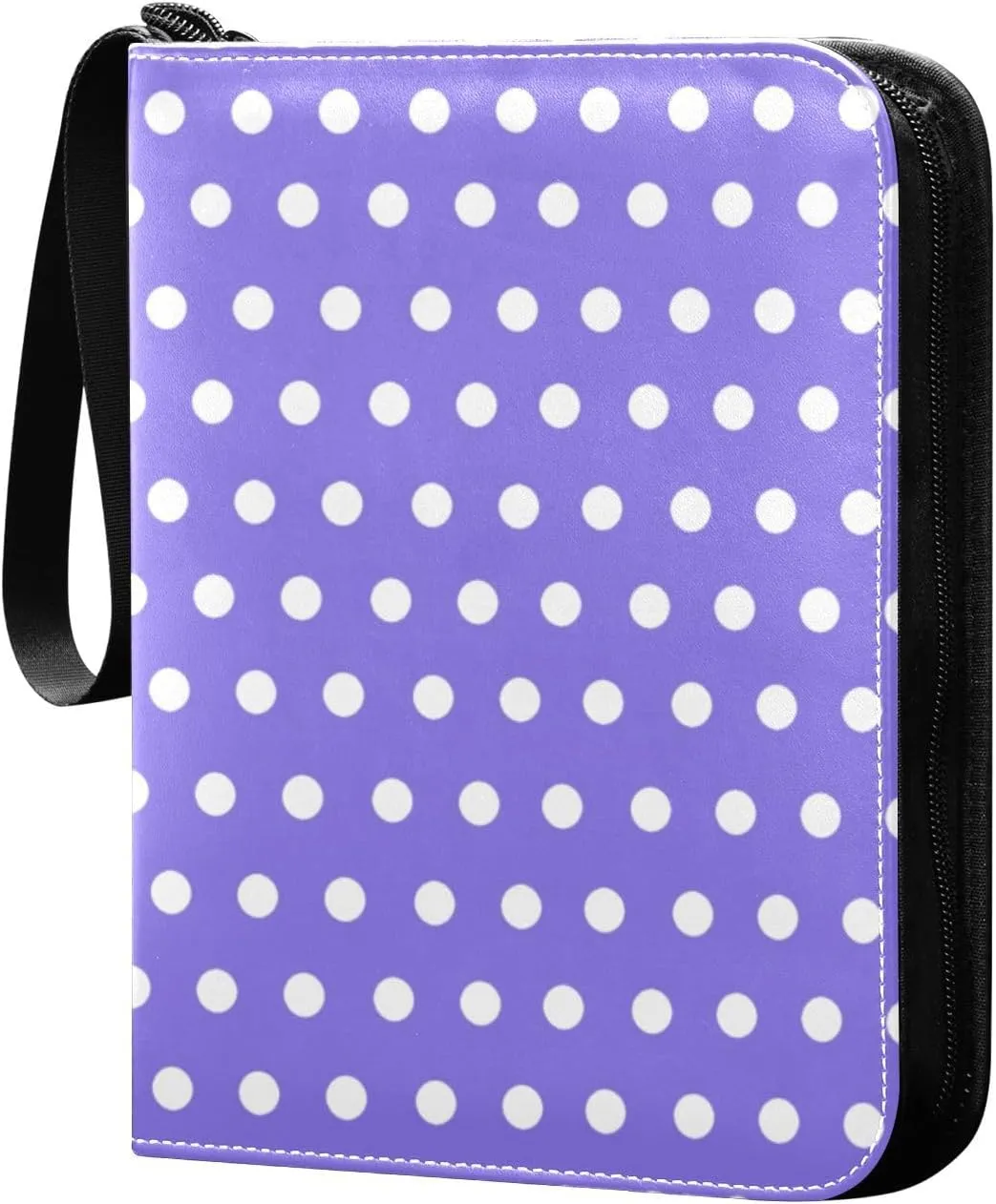 Polka Dots Purple White Card Binder 4 Pocket Trading Card Album Fits 400 Sports/Game Cards, PU Cover 3 Ring Card Collection with 50 Removable Sleeves