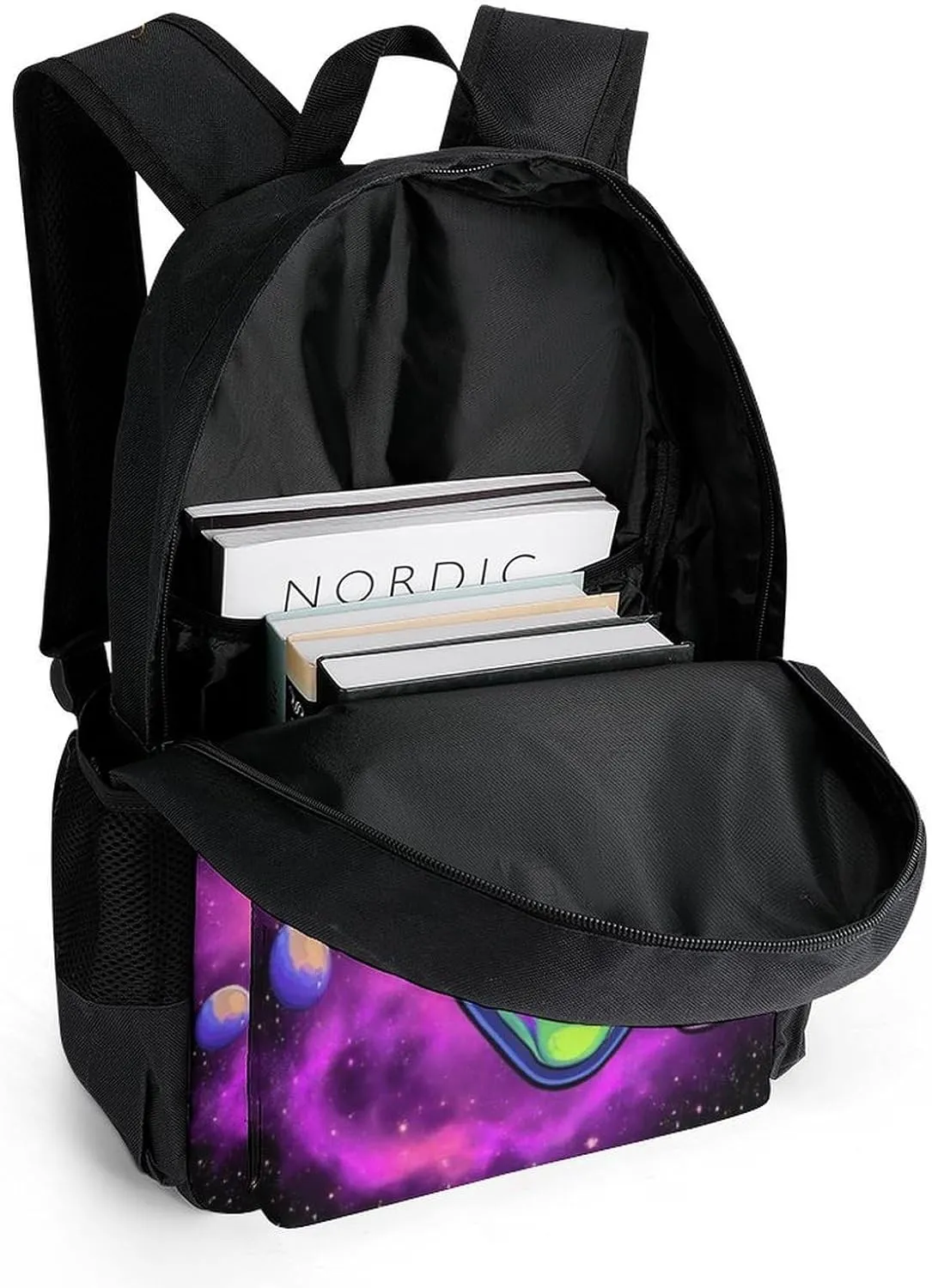 Polyester Daypack for Hiking Work Running - Big Capacity Anti-Theft Multipurpose Shoulder Bag, Alien And Ufo Space Universe Art Travel and Sport Backpack Rucksack