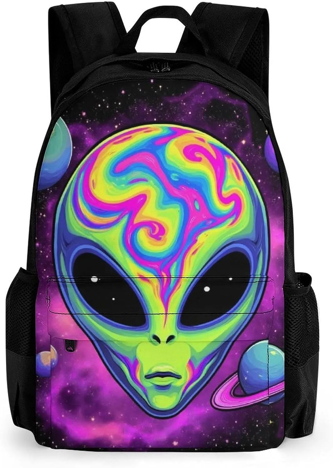 Polyester Daypack for Hiking Work Running - Big Capacity Anti-Theft Multipurpose Shoulder Bag, Alien And Ufo Space Universe Art Travel and Sport Backpack Rucksack