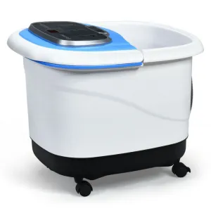 Portable All-In-One Heated Foot Bubble Spa Bath Motorized Massager-Blue - Color: