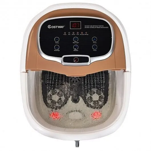 Portable All-In-One Heated Foot Bubble Spa Bath Motorized Massager-Coffee - Colo