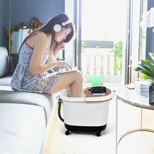 Portable All-In-One Heated Foot Bubble Spa Bath Motorized Massager-Coffee - Colo