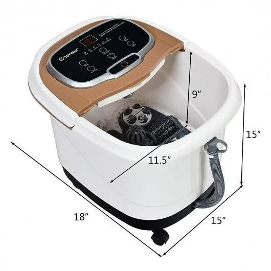Portable All-In-One Heated Foot Bubble Spa Bath Motorized Massager-Coffee - Colo